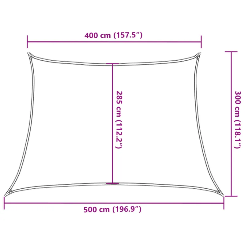 Saulės skėtis, burė, 160 g/m², trapecijos formos, smėlio spalvos, 4/5x3 m, HDPE