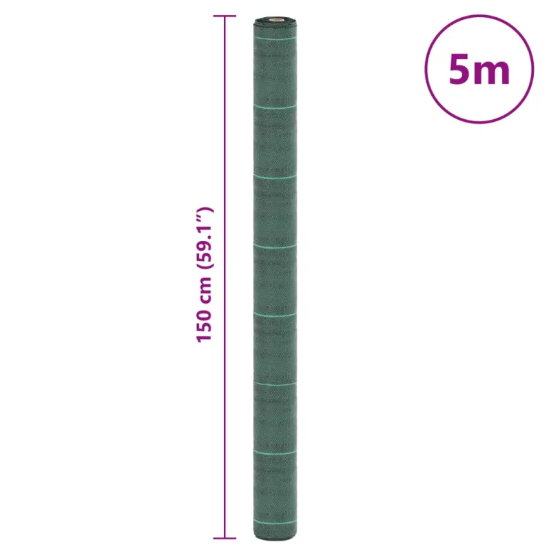 Piktžolių membrana, žalia, 1,5x5 m, PP