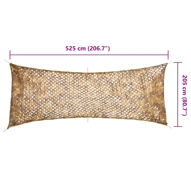 Maskuojantis tinklas su daiktadėže, 525x205 cm, smėlio spalvos