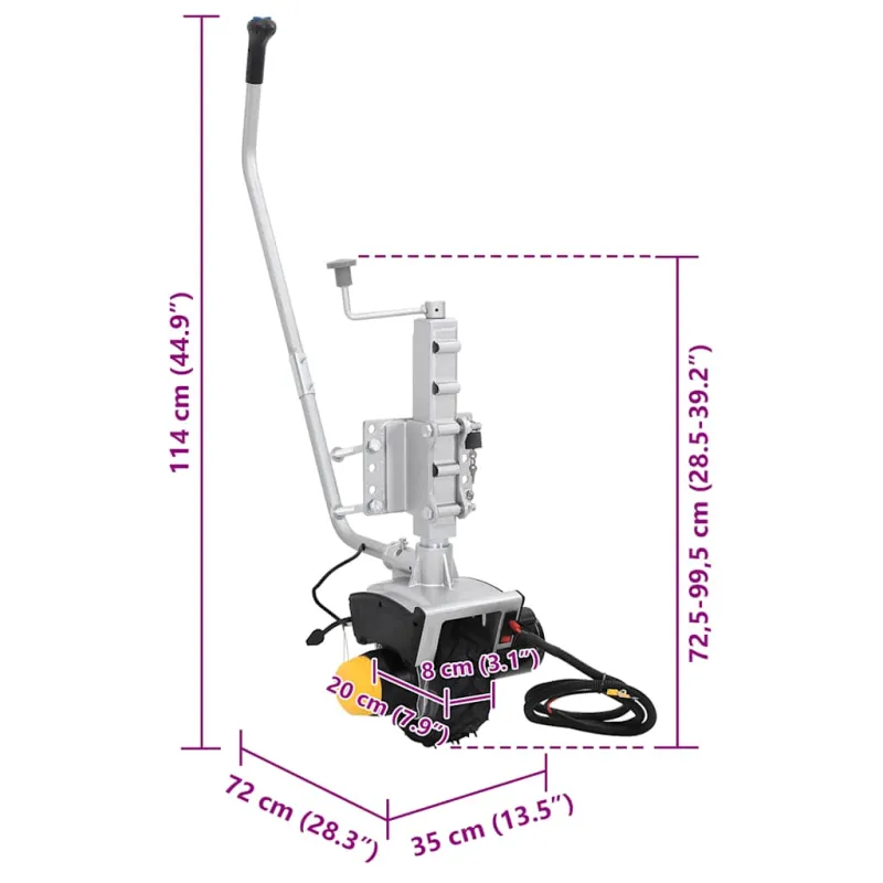 Priekabos domkratas, 12 V, 550 W, aliuminis