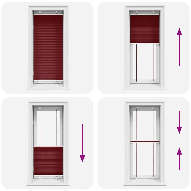 Klostuotos žaliuzės, bordo spalvos, 65x150 cm, audinys, plotis 64,4 cm, poliesteris