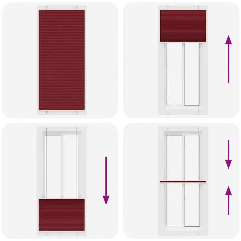 Klostuotos žaliuzės, bordo spalvos, 95x200 cm, audinys, plotis 94,4 cm, poliesteris