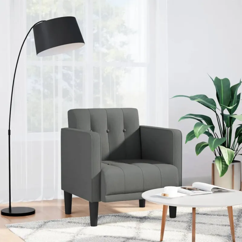 Sofa-kėdė su porankiais, tamsiai pilka, 53 cm, audinys