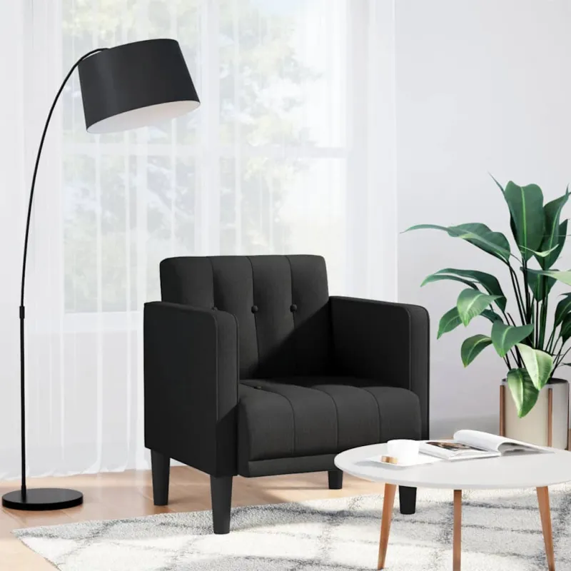 Sofa-kėdė su porankiais, juoda, 53 cm, audinys