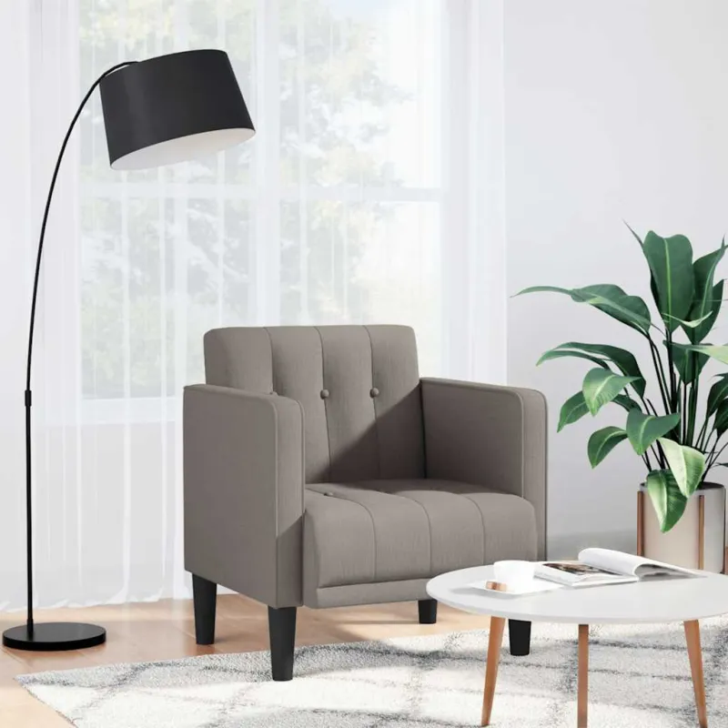 Sofa-kėdė su porankiais, pilkai ruda, 53 cm, audinys