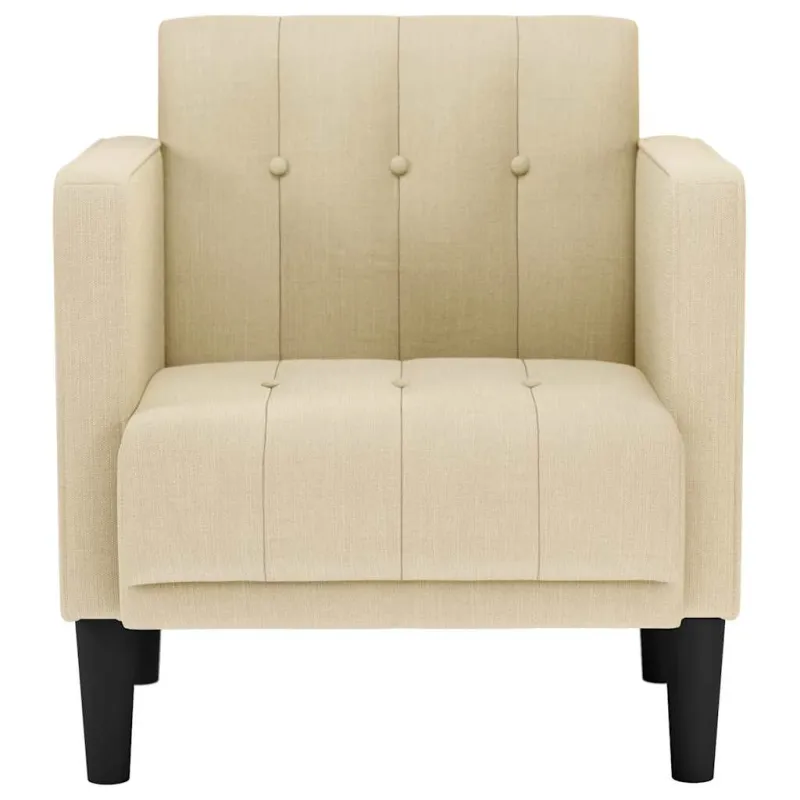 Sofa-kėdė su porankiais, kreminės spalvos, 53 cm, audinys