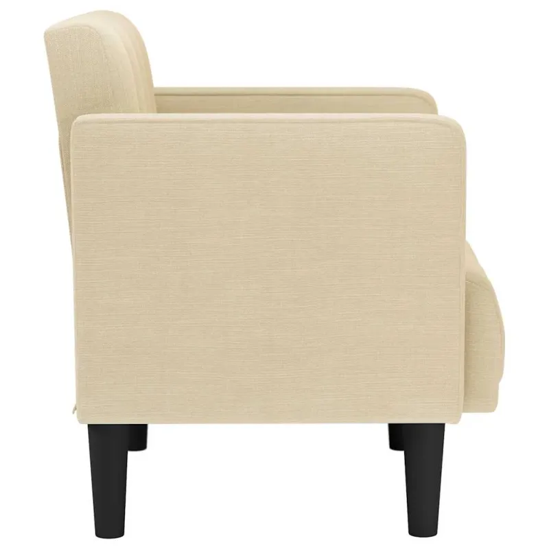 Sofa-kėdė su porankiais, kreminės spalvos, 53 cm, audinys