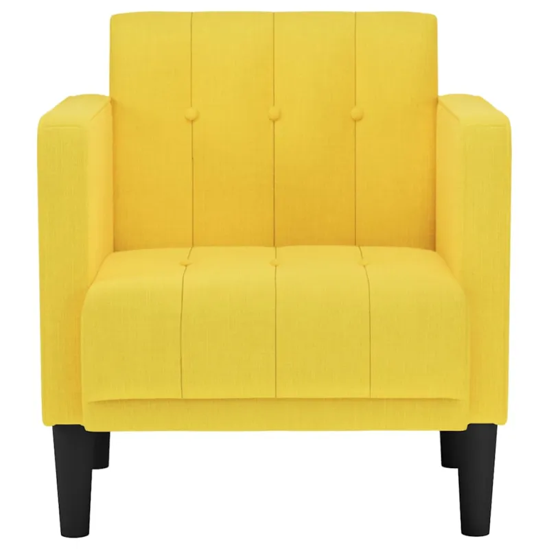 Sofa-kėdė su porankiais, šviesiai geltona, 53 cm, audinys