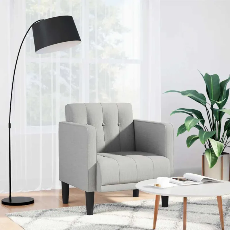 Sofa-kėdė su porankiais, debesų pilka, 53 cm, audinys