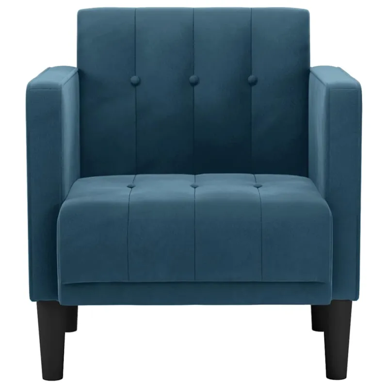 Sofa-kėdė su porankiais, mėlyna, 53 cm, aksomas