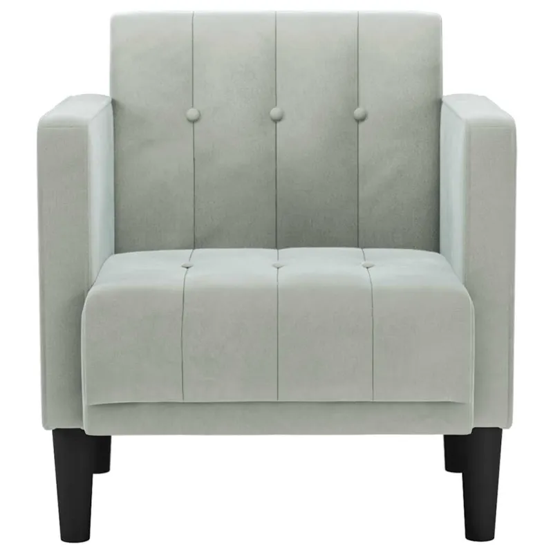 Sofa-kėdė su porankiais, šviesiai pilka, 53 cm, aksomas