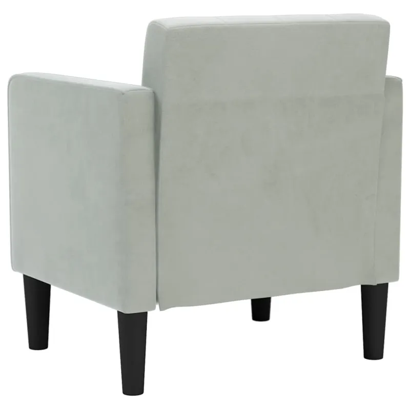 Sofa-kėdė su porankiais, šviesiai pilka, 53 cm, aksomas