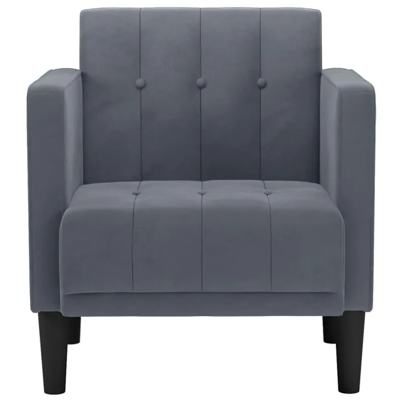 Sofa-kėdė su porankiais, tamsiai pilka, 53 cm, aksomas
