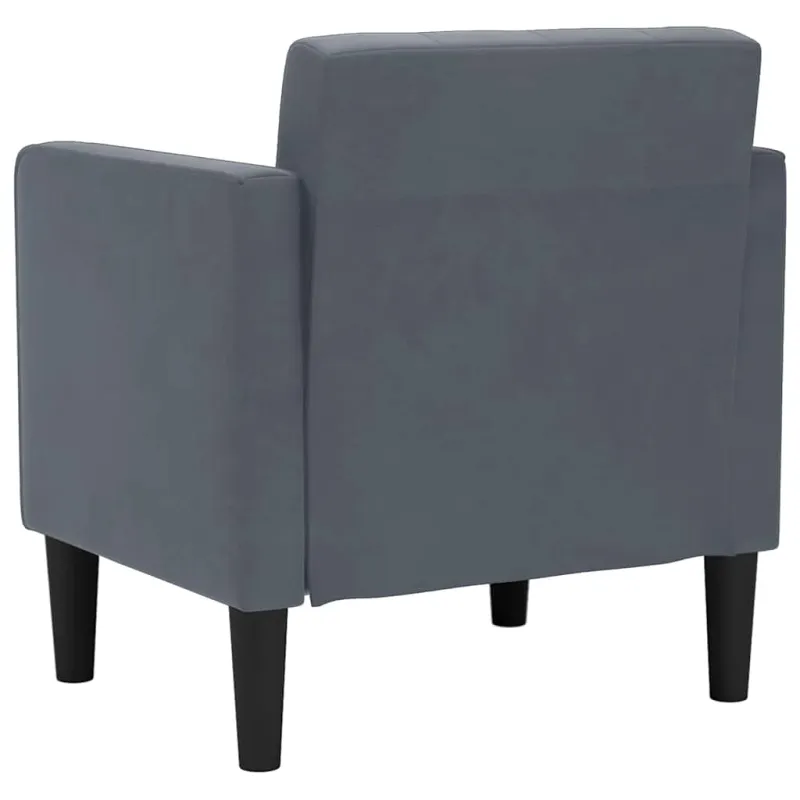 Sofa-kėdė su porankiais, tamsiai pilka, 53 cm, aksomas