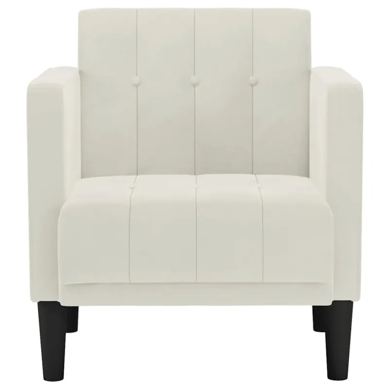 Sofa-kėdė su porankiais, kreminės spalvos, 53 cm, aksomas
