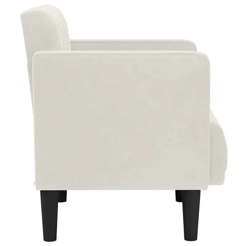 Sofa-kėdė su porankiais, kreminės spalvos, 53 cm, aksomas