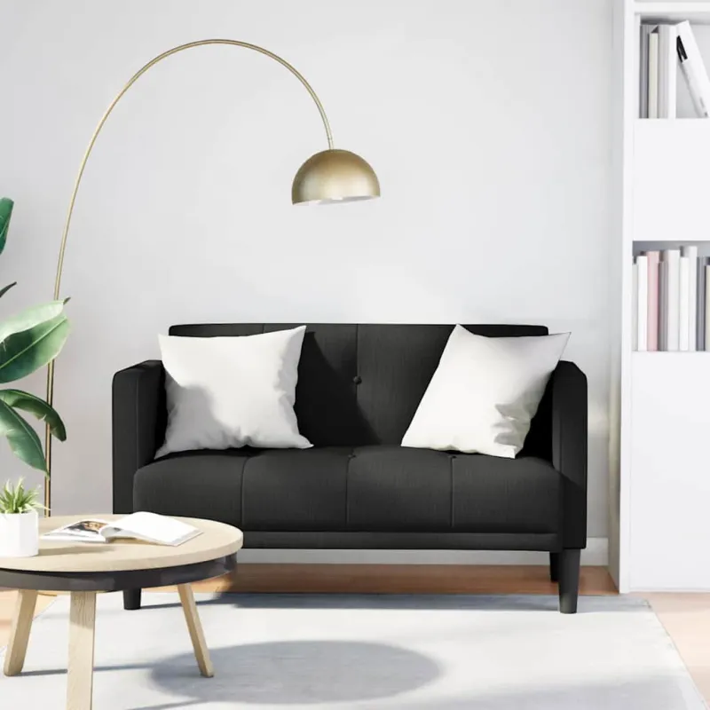 Dvivietė sofa, juoda, 111 cm, audinys