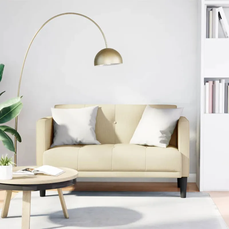 Dvivietė sofa, kreminės spalvos, 111 cm, audinys