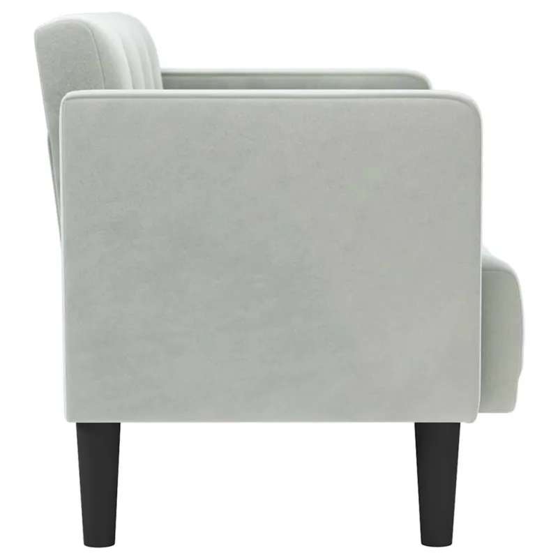 Dvivietė sofa, šviesiai pilka, 111 cm, aksomas
