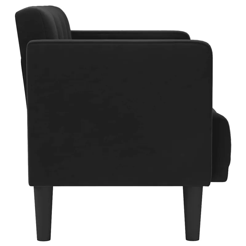 Dvivietė sofa, juoda, 111 cm, aksomas