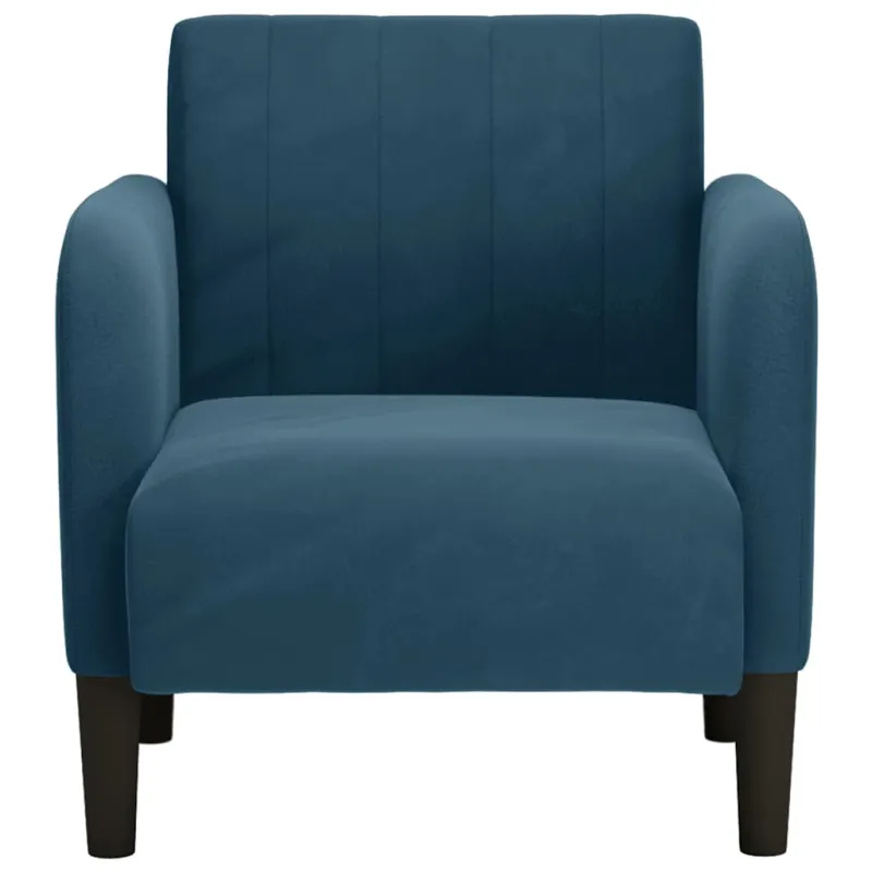 Sofa-kėdė su porankiais, mėlyna, 54 cm, aksomas