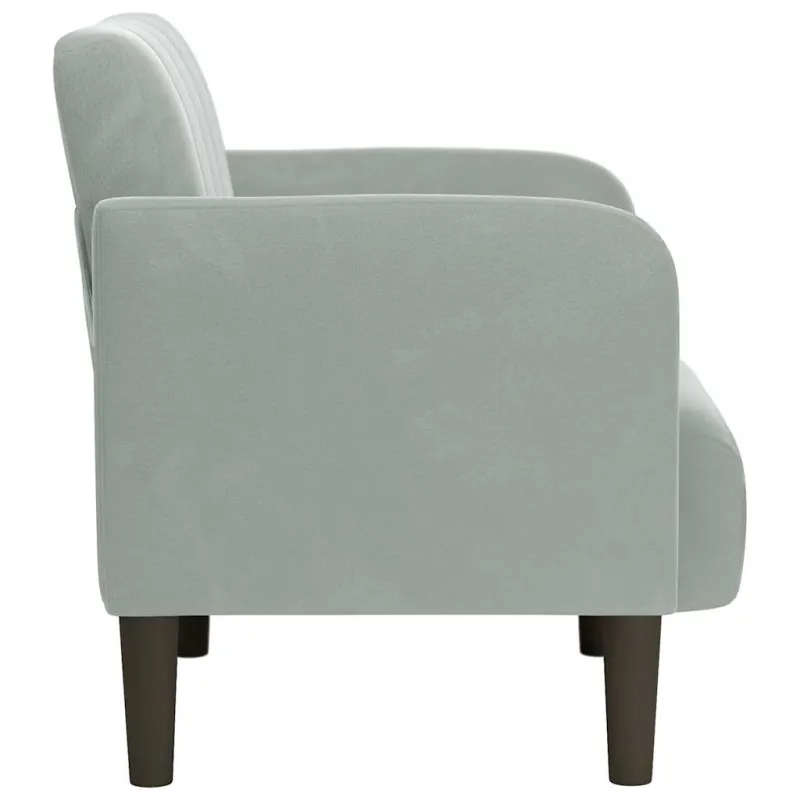 Sofa-kėdė su porankiais, šviesiai pilka, 54 cm, aksomas