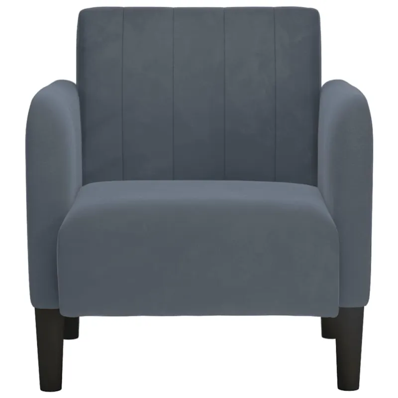 Sofa-kėdė su porankiais, tamsiai pilka, 54 cm, aksomas