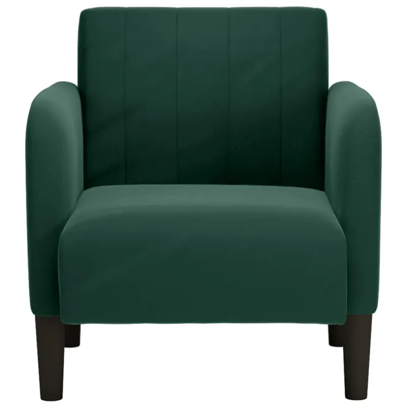 Sofa-kėdė su porankiais, tamsiai žalia, 54 cm, aksomas