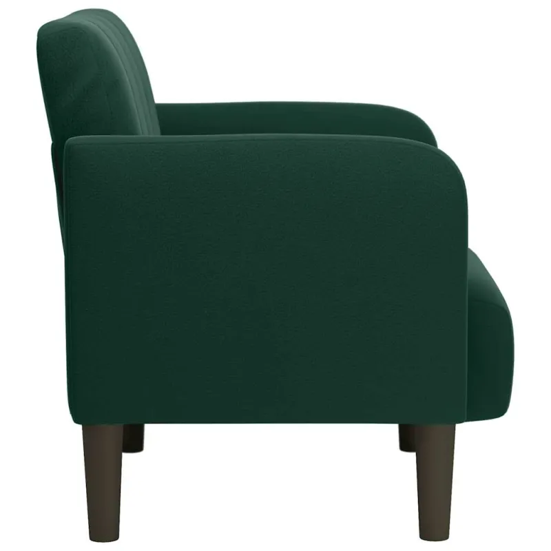 Sofa-kėdė su porankiais, tamsiai žalia, 54 cm, aksomas