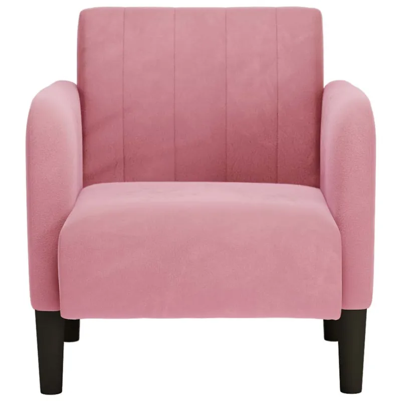 Sofa-kėdė su porankiais, rožinė, 54 cm, aksomas