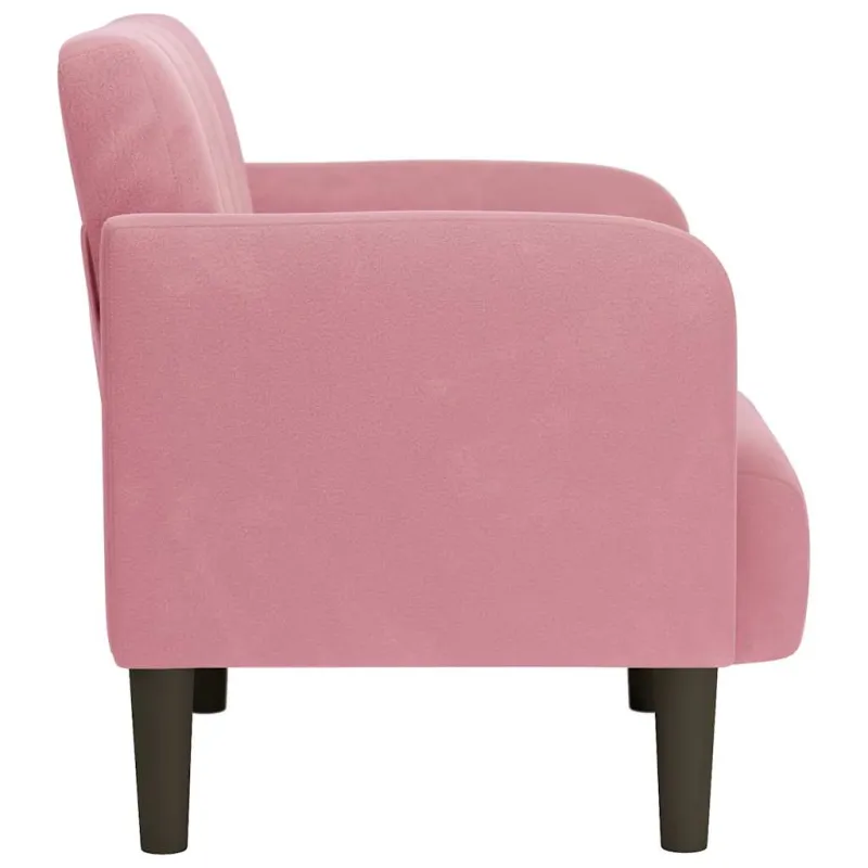 Sofa-kėdė su porankiais, rožinė, 54 cm, aksomas
