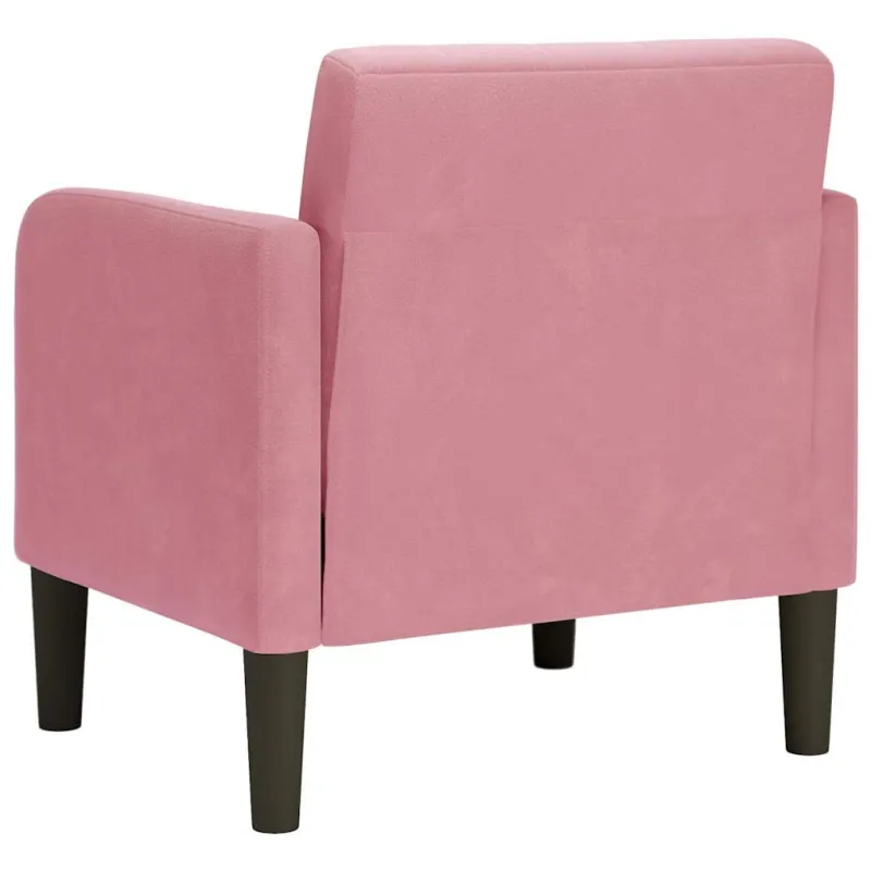 Sofa-kėdė su porankiais, rožinė, 54 cm, aksomas