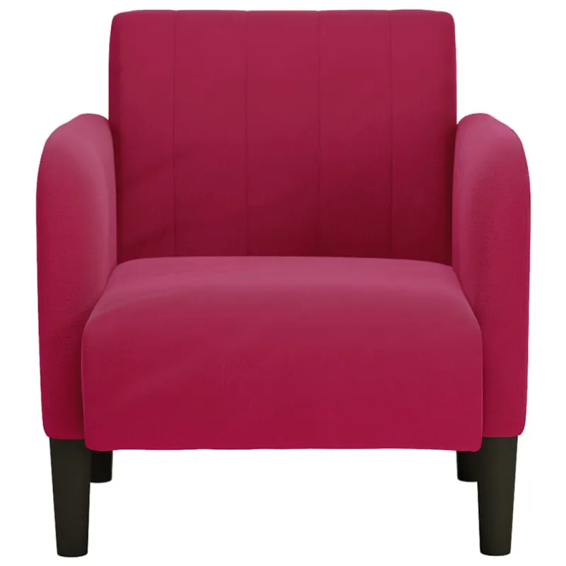 Sofa-kėdė su porankiais, vyno raudonumo, 54 cm, aksominė