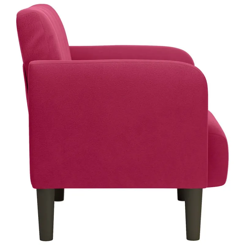 Sofa-kėdė su porankiais, vyno raudonumo, 54 cm, aksominė