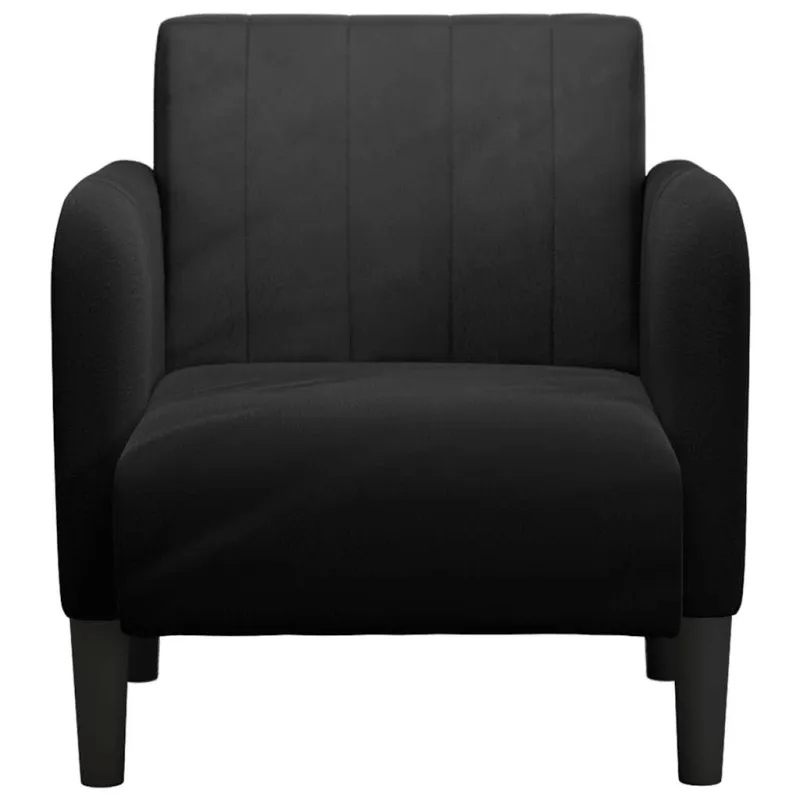 Sofa-kėdė su porankiais, juoda, 54 cm, aksominė