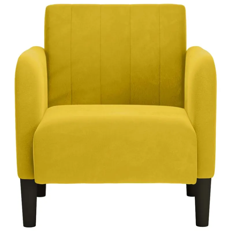 Sofa-kėdė su porankiais, geltona, 54 cm, aksomas