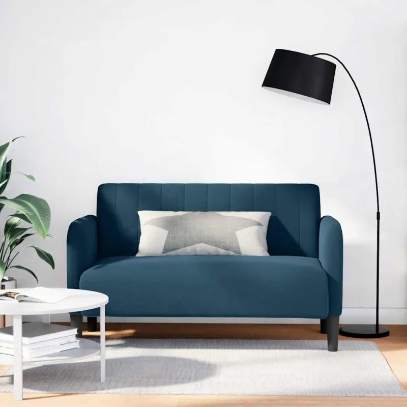 Dvivietė sofa, mėlyna, 109 cm, aksomas