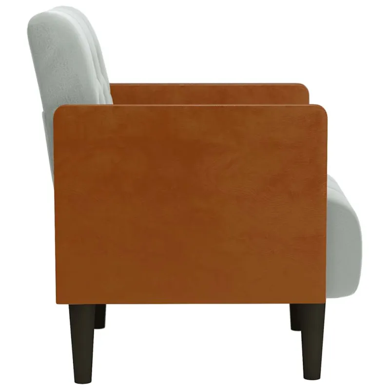 Sofa-kėdė su porankiais, šviesiai pilka, 55 cm, aksomas