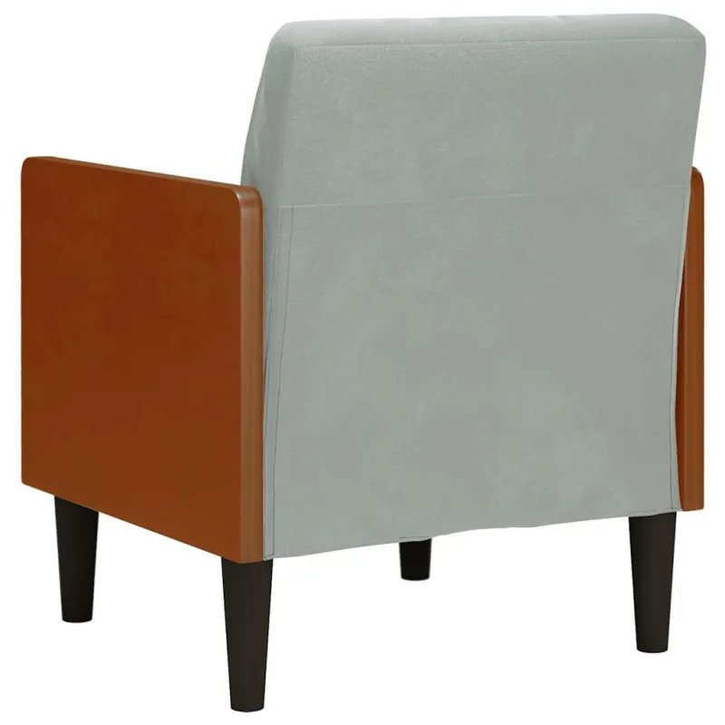 Sofa-kėdė su porankiais, šviesiai pilka, 55 cm, aksomas