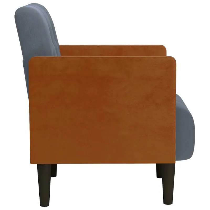 Sofa-kėdė su porankiais, tamsiai pilka, 55 cm, aksomas
