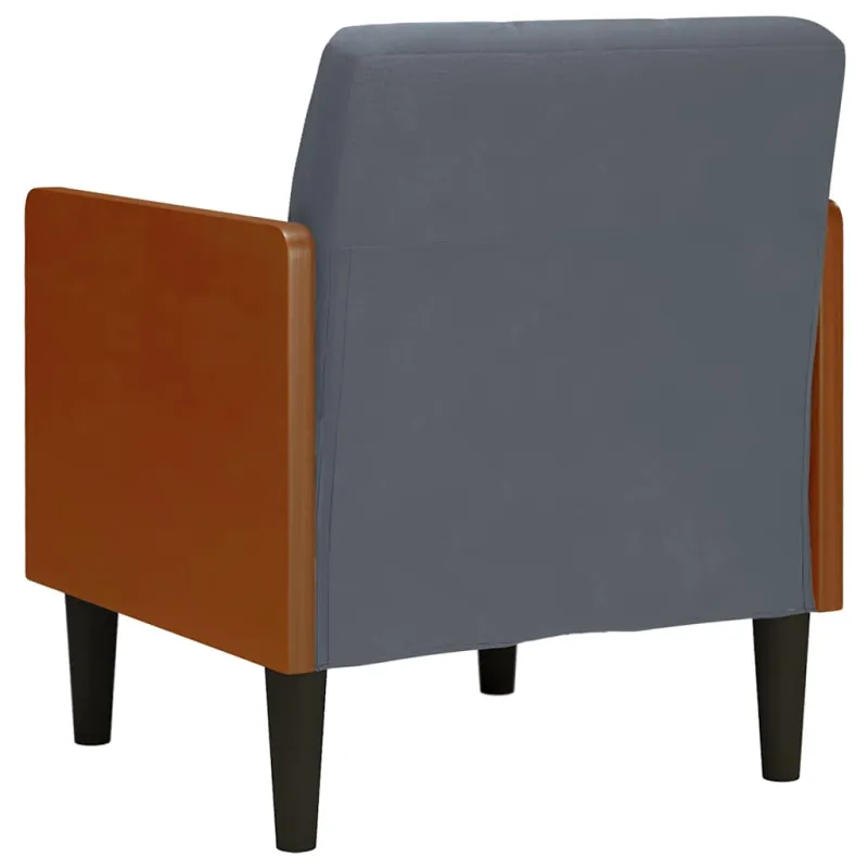 Sofa-kėdė su porankiais, tamsiai pilka, 55 cm, aksomas