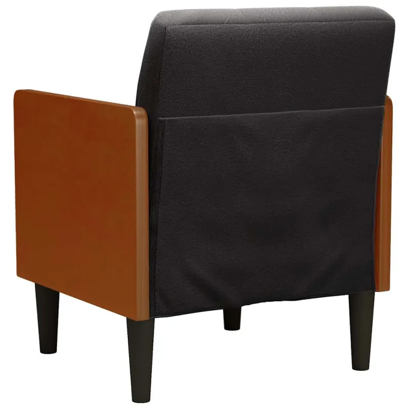 Sofa-kėdė su porankiais, juoda, 55 cm, aksominė