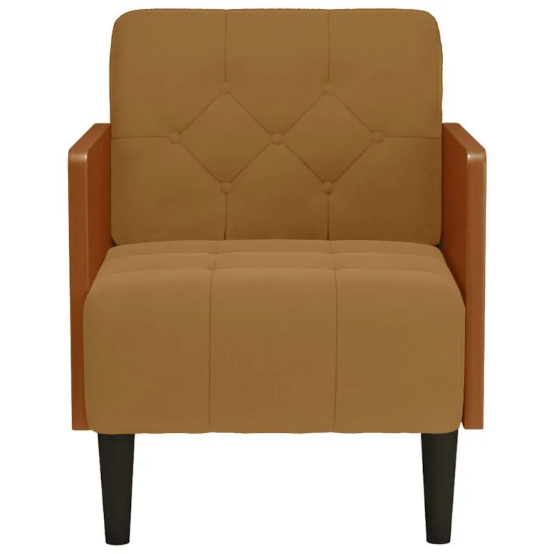 Sofa-kėdė su porankiais, ruda, 55 cm, aksominė