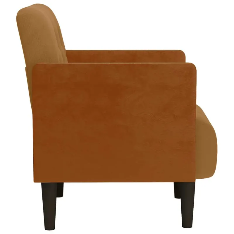 Sofa-kėdė su porankiais, ruda, 55 cm, aksominė