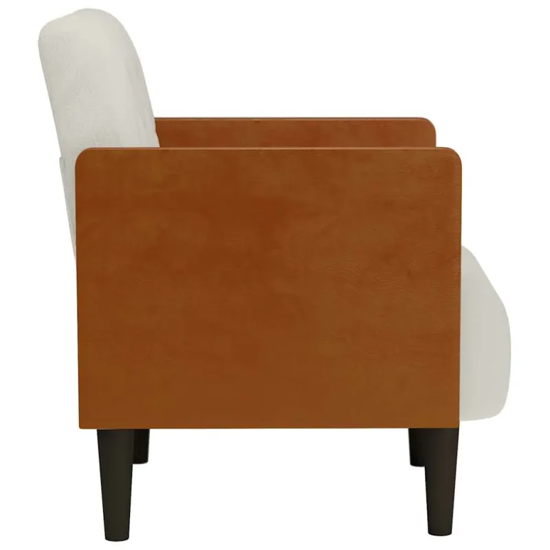 Sofa-kėdė su porankiais, kreminės spalvos, 55 cm, aksomas