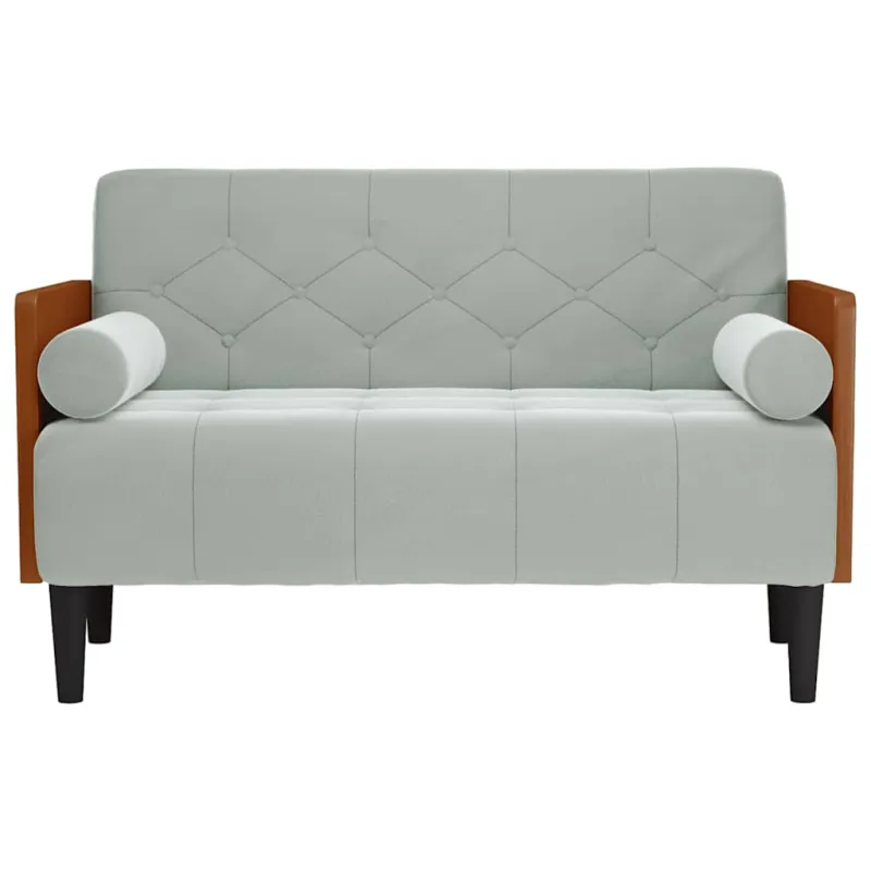Dvivietė sofa su pagalvėlėmis, šviesiai pilka, 110 cm, aksomas