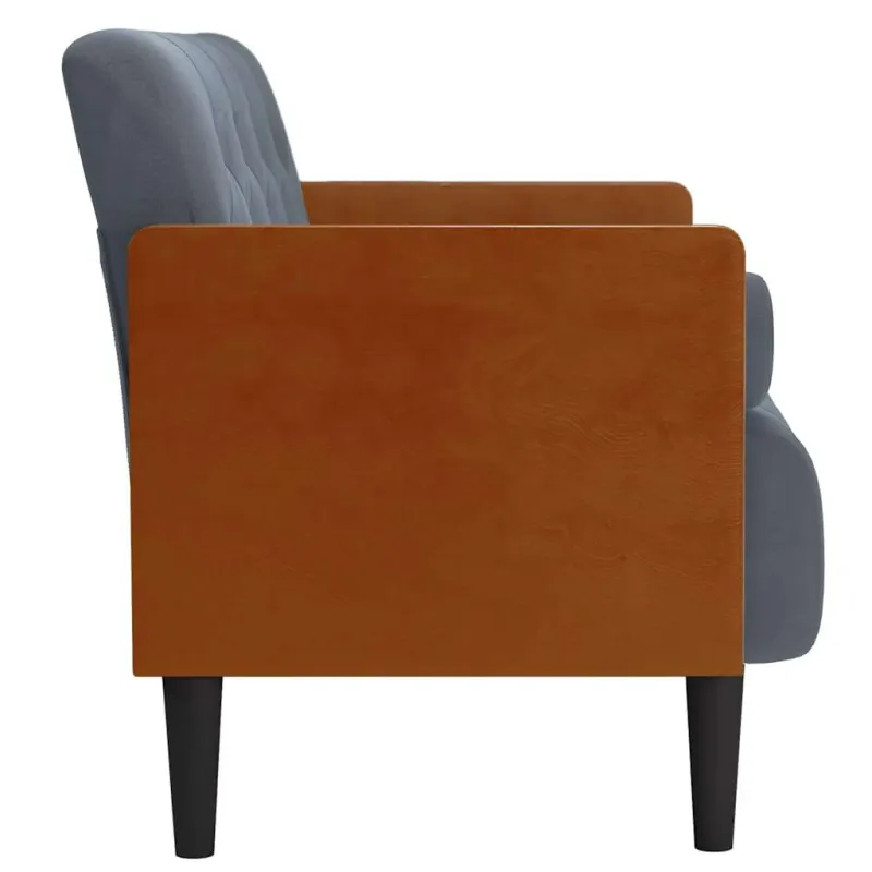 Dvivietė sofa su pagalvėlėmis, tamsiai pilka, 110 cm, aksomas