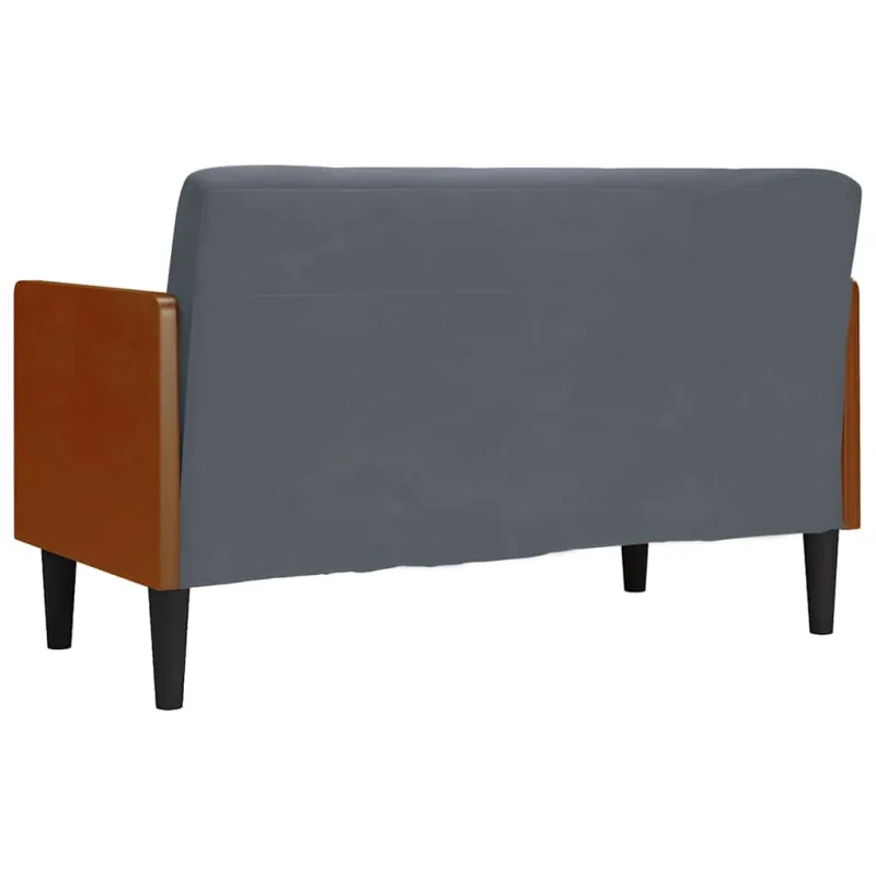Dvivietė sofa su pagalvėlėmis, tamsiai pilka, 110 cm, aksomas