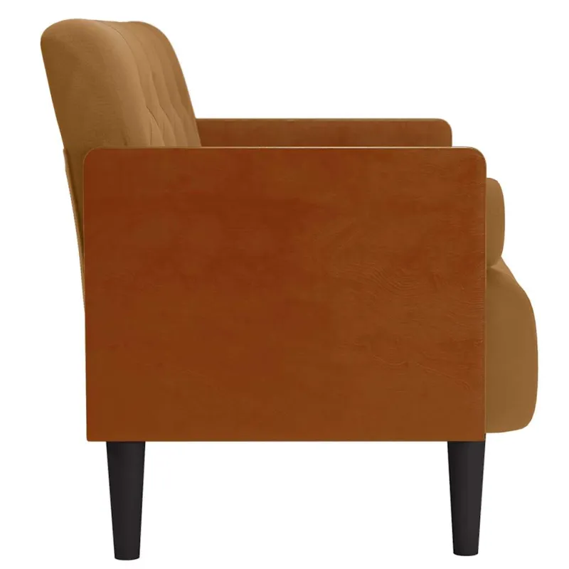 Dvivietė sofa su pagalvėlėmis, ruda, 110 cm, aksomas