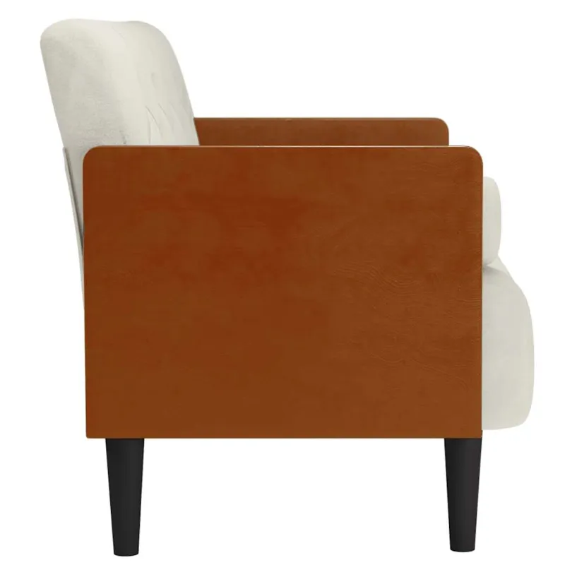 Dvivietė sofa su pagalvėlėmis, kreminės spalvos, 110 cm, aksomas